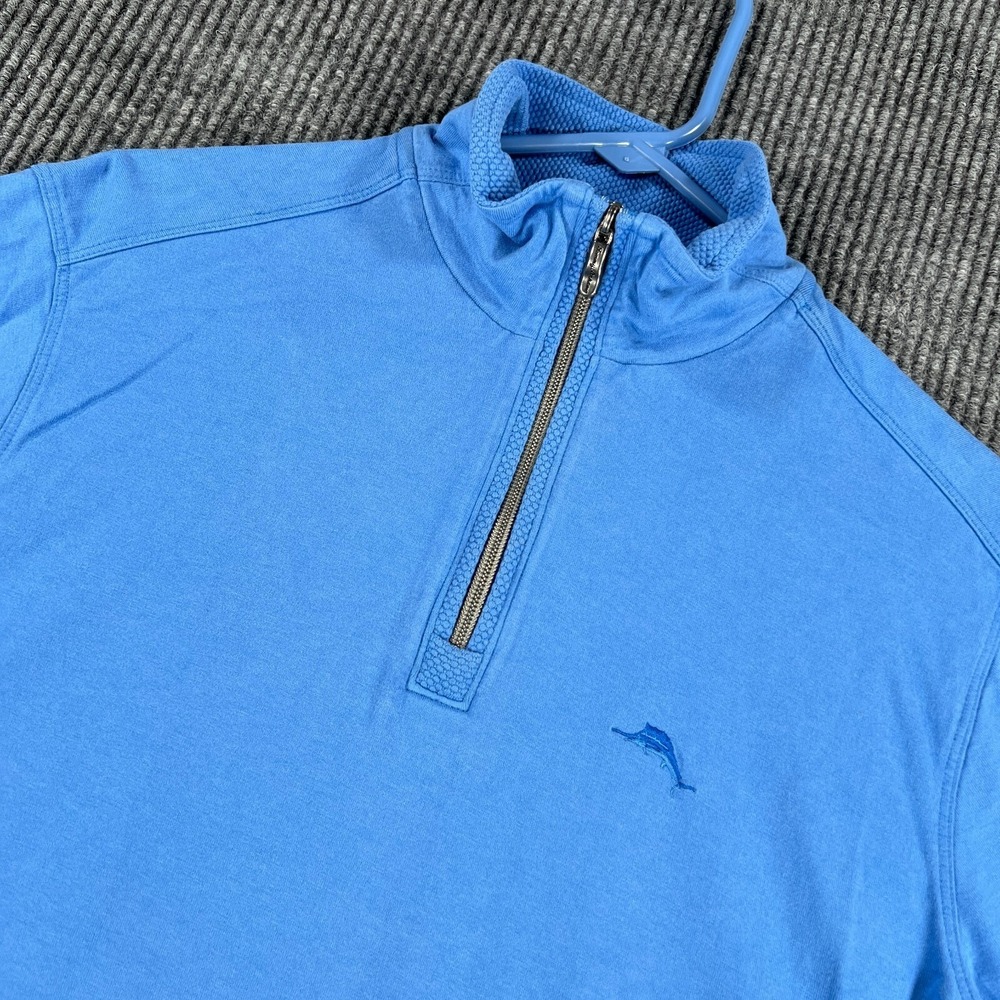 Tommy Bahama Pullover Mens‎ Small Blue Long Sleeve 1/4 Zip Mock Neck Golf Casual
